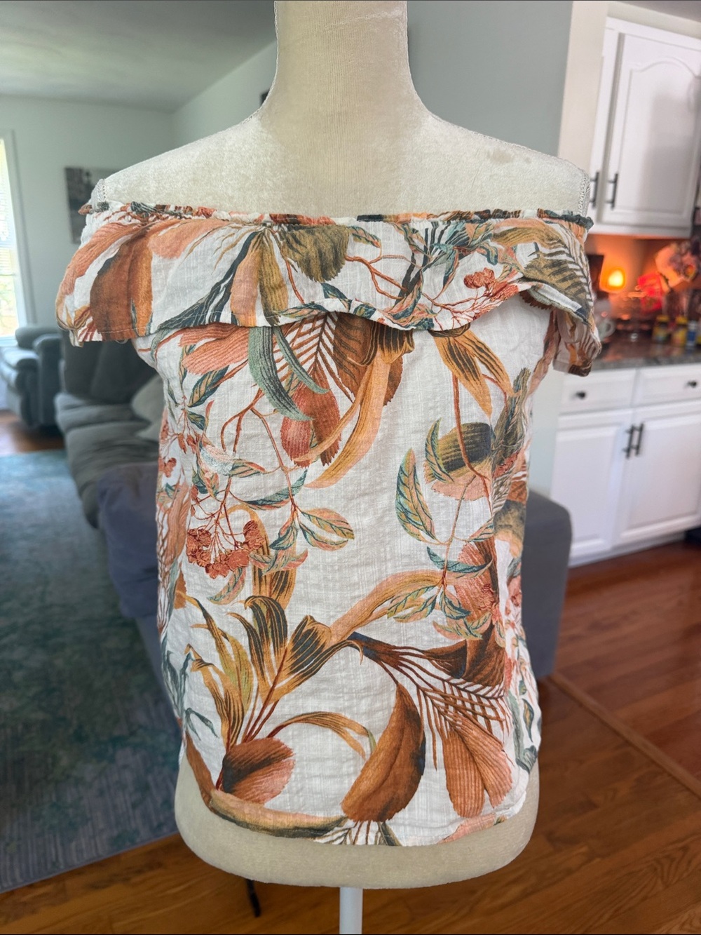 a.n.a Off-Shoulder Floral Camisole - Rust, Olive & Cream